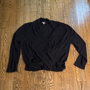 Cable Stitch Soft Black Waffle Sweater Size XL Cross Front Design EUC